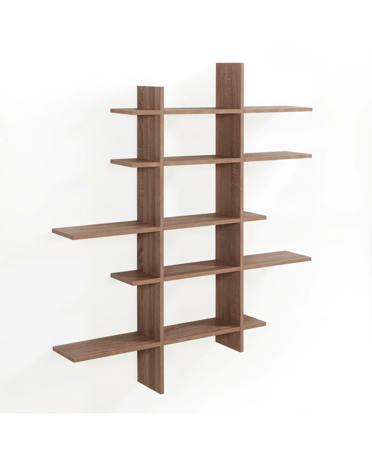 Danya B. Five Level Asymmetric Shelf - Weathered Oak - Beige