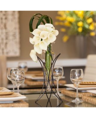 Clear Amphora Vase on Half Moon Metal Stand