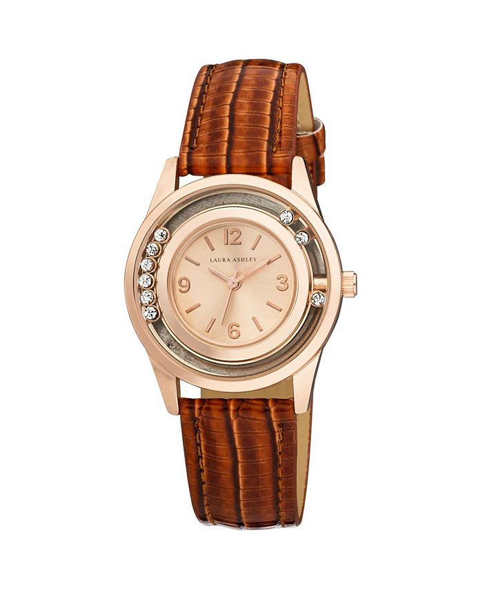 Laura Ashley Fashion Watch with Rolling Stones Dial and Brown Leather