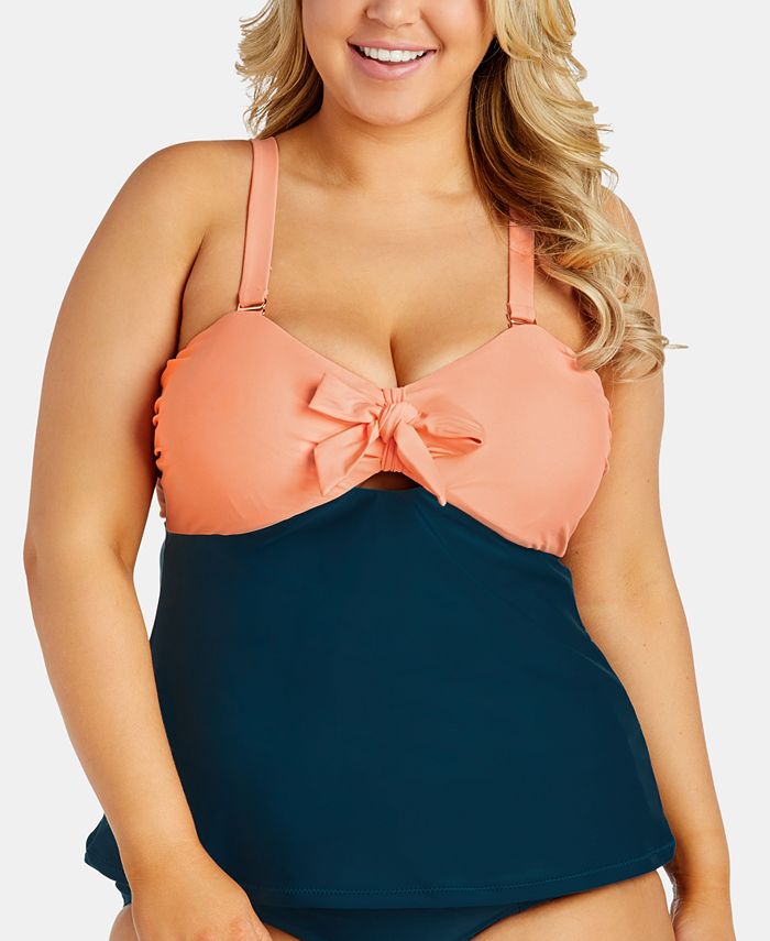 Raisins Curve Trendy Plus Size Zanibar Colorblocked Underwire Tankini