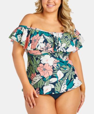 off the shoulder swim top plus size