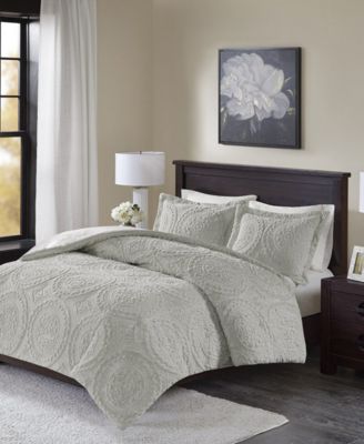 Madison Park Arya Embroidered Medallion Faux Fur 3-Pc. Comforter Set, King/California King