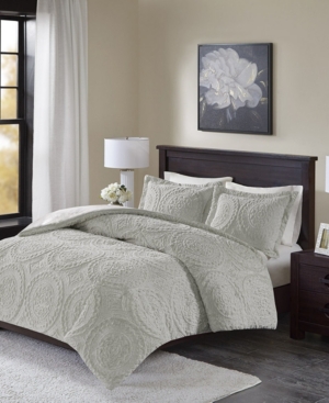 Madison Park Ava King Medallion Ultra Plush 3 Piece Comforter Mini Set In Grey