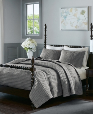 Madison Park Signature Serene Hand Quilted 3-pc. Quilt Set, Full/queen In Gray