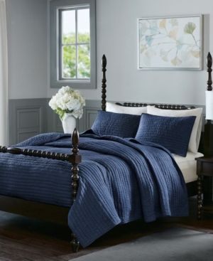 Madison Park Signature Serene Hand Quilted 3-pc. Quilt Set, Full/queen In Blue