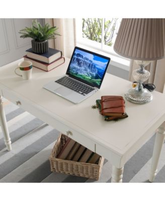 Cottage White Turned leg Laptop Desk with Center Drawer