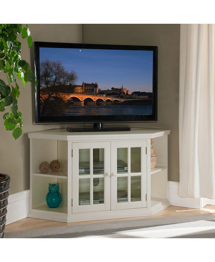 Leick Home White 46" Corner TV Stand with Bookcases Macy's