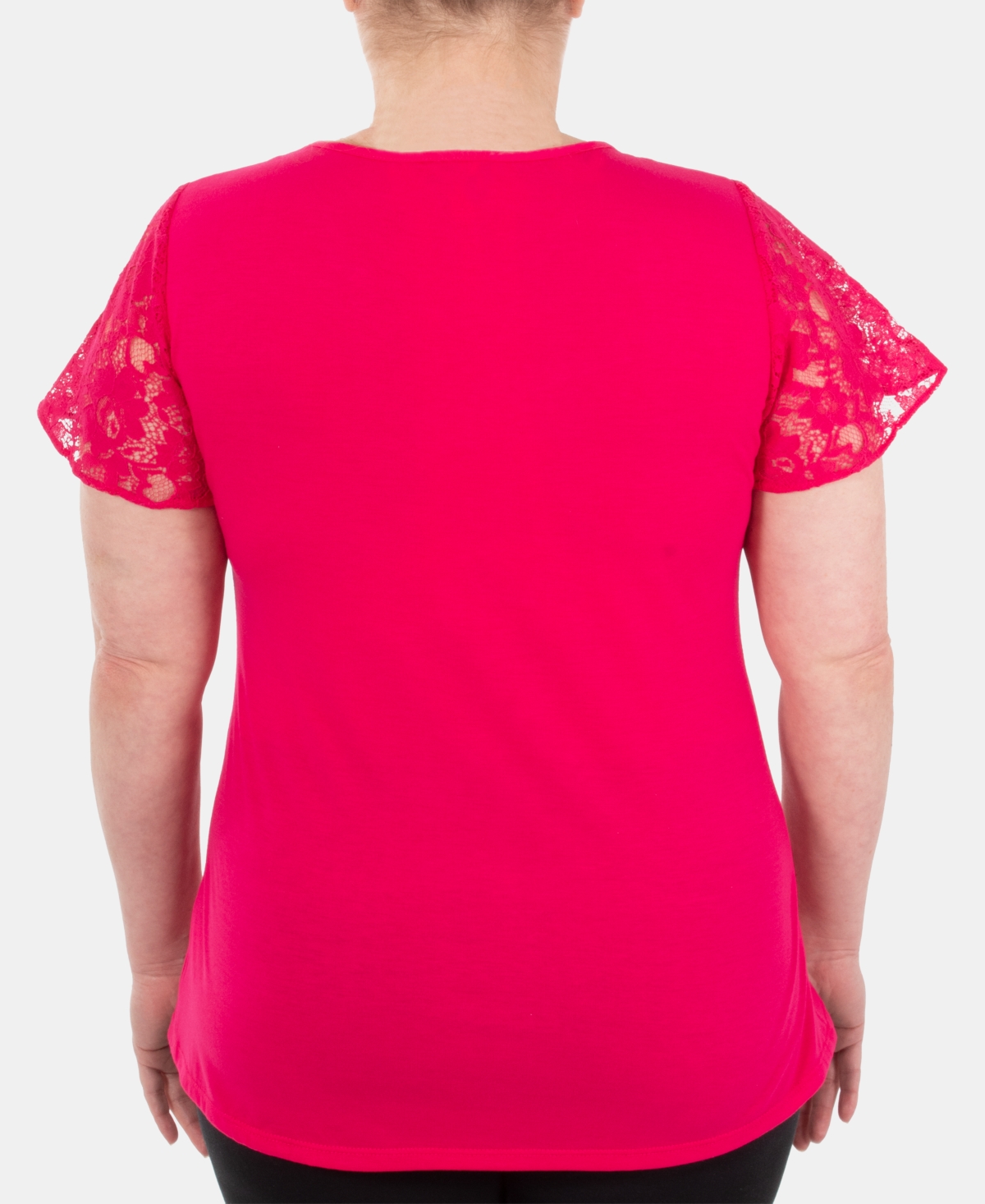 Ny Collection Lace-contrast Top In Rose Mariajose