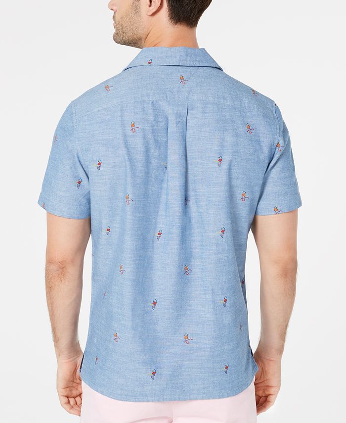 Tommy Hilfiger Men's Manu Custom-Fit Parrot-Print Camp Collar Shirt ...