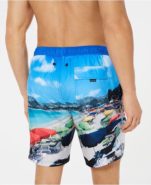 Calvin Klein Men's St. Martin PhotoPrint QuickDry 7" Swim Trunks