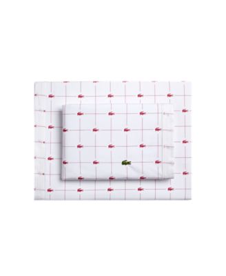 lacoste printed cotton percale queen sheet set