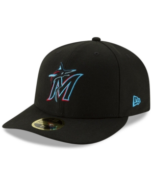 Shop New Era Miami Marlins Low Profile Ac Performance 59fifty Fitted Cap In Black