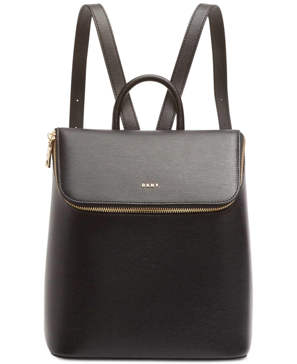 Dkny Bryant Top Zip Backpack In Black,gold Tone