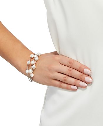 Honora - Cultured Freshwater Pearl (8-9mm) Bangle Bracelet in Sterling Silver