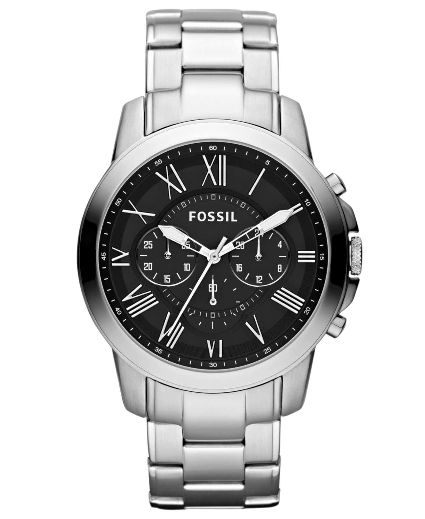 Мужские часы Fossil Chronograph Grant Stainless Steel Bracelet Watch 44mm FS4736 — фото 1