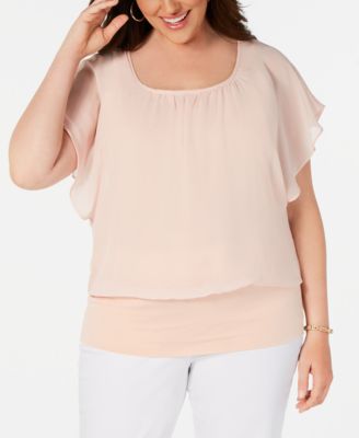 JM Collection - Plus Size Butterfly-Sleeve Top