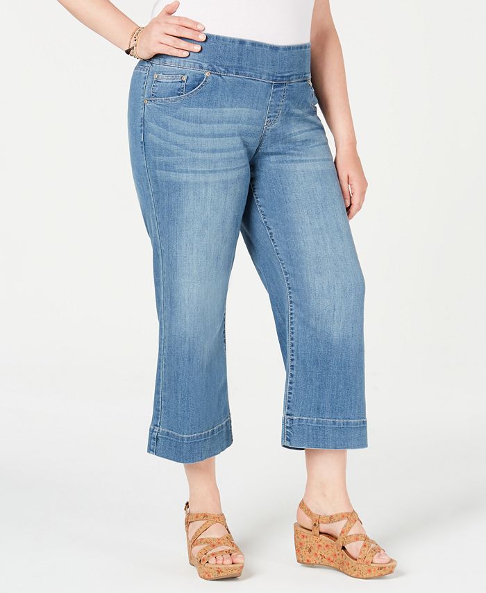 Style & Co Plus Size Pull-On Cropped Flare Jeans, Created for Macy's ...