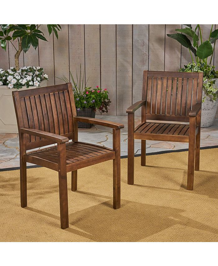 Noble House - Wilson Outdoor Dining Chair, Quick Ship (Set of 2)