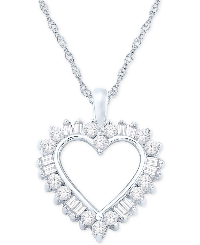 Macy's diamond heart necklace clearance