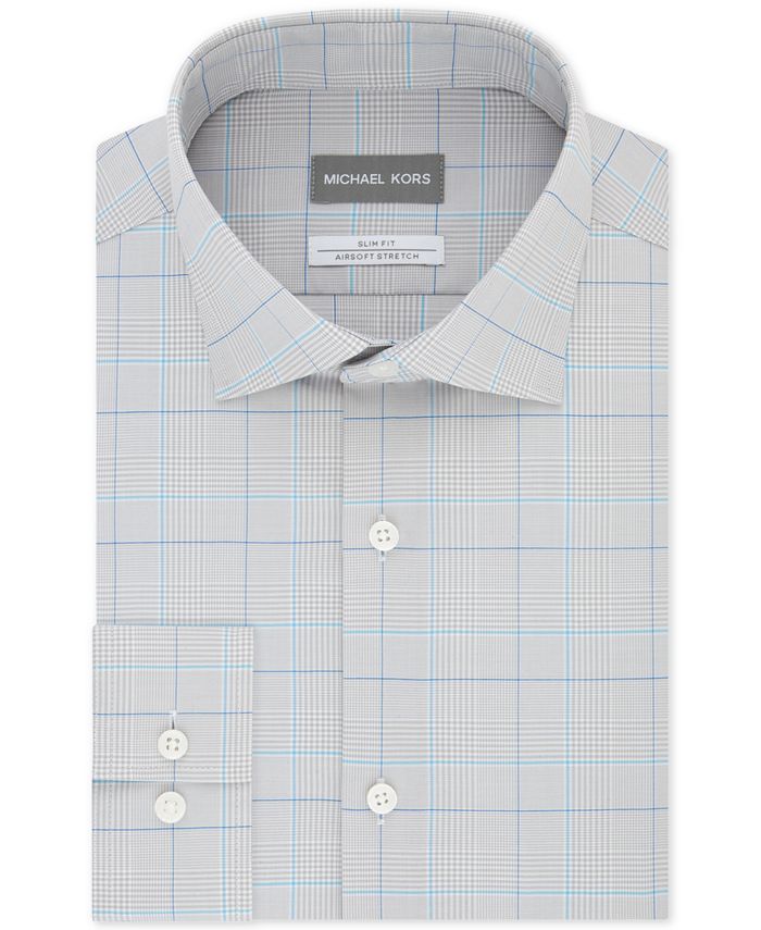Michael Kors Men's Fit Airsoft Stretch Non Iron Performance Solid Dress Shirt Red Size -17x32-33