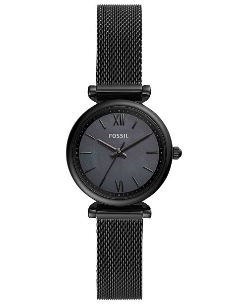 Fossil Women S Carlie Mini Black Stainless Steel Bracelet Watch 28mm Reviews Watches Jewelry Watches Macy S