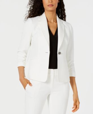 Kasper Ruched-Sleeve One-Button Blazer