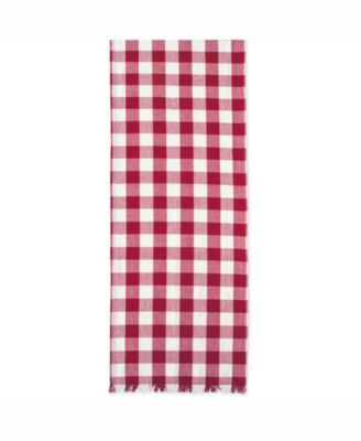 Design Imports Wine Heavyweight Check Fringed Table Runner 14" X 72"