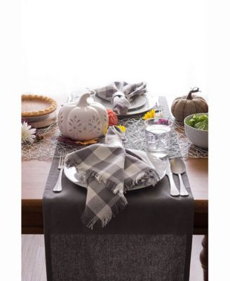 Solid Gray Heavyweight Fringed Table Runner 14" X 72"