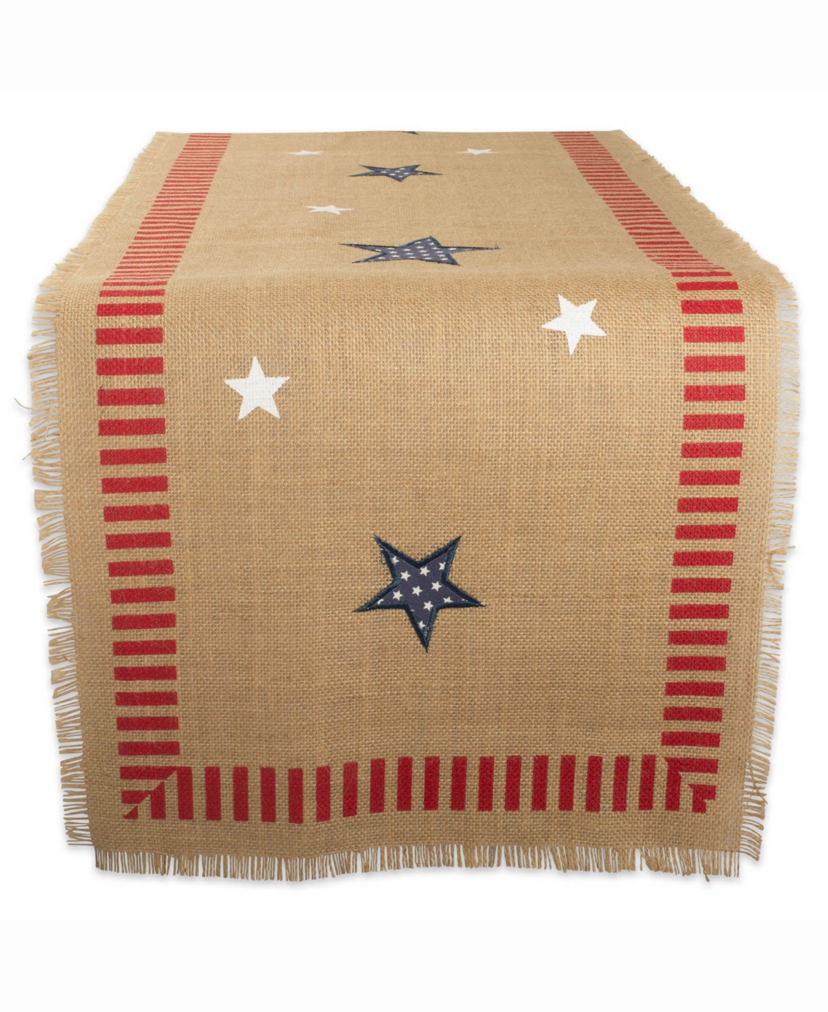 Design Imports 4th Of July Jute Table Runner 14" X 74" In Red