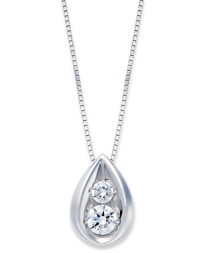 Diamond Teardrop Necklace 3/4 carat tw 14K White Gold