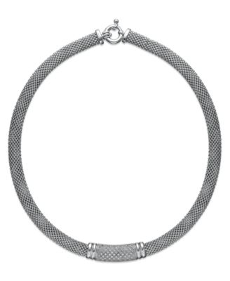 Macy's - Diamond Dew Drop Bar Necklace in Sterling Silver (3/4 ct. t.w.)
