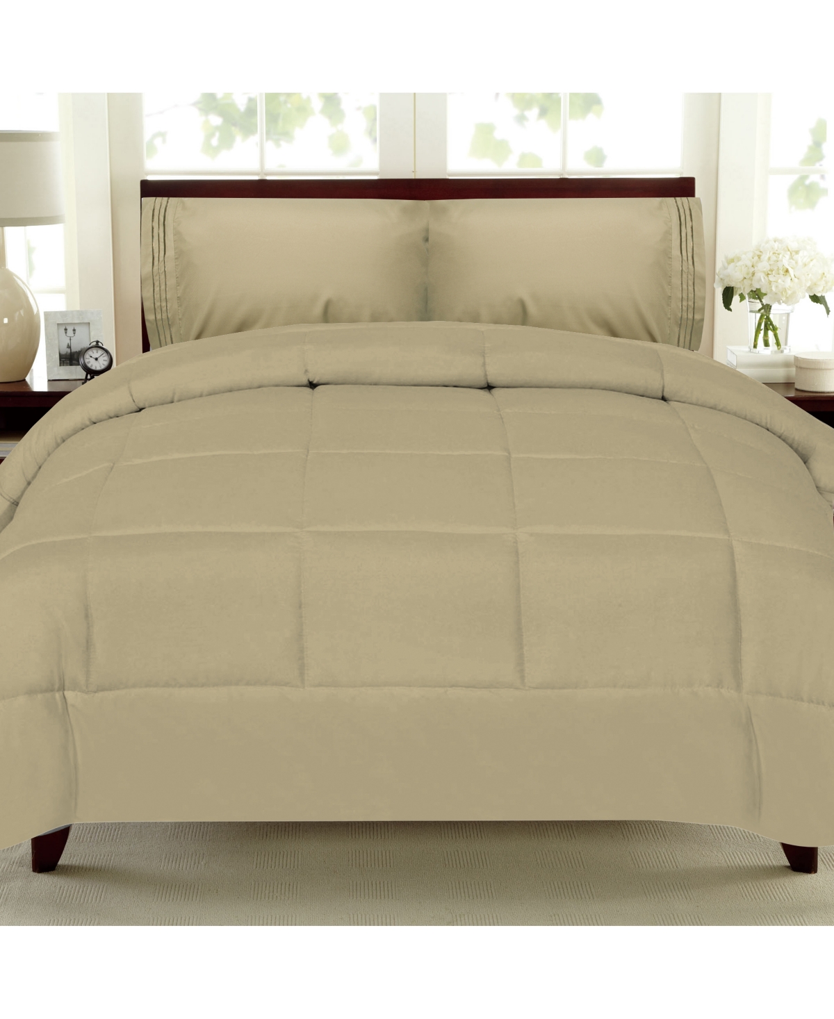 Sweet Home Collection Closeout! Solid Color Box Stitch Down Alternative Full Comforter In Sage