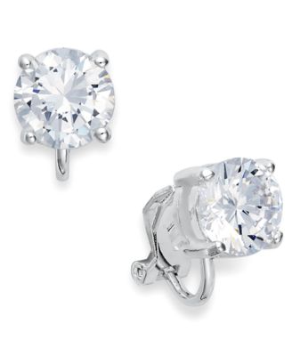 Lauren Ralph Lauren - Silver-Tone Cubic Zirconia Clip On Earrings