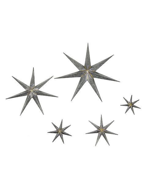 Gretchen Set Of 5 Silver Galvanized Metal Stars