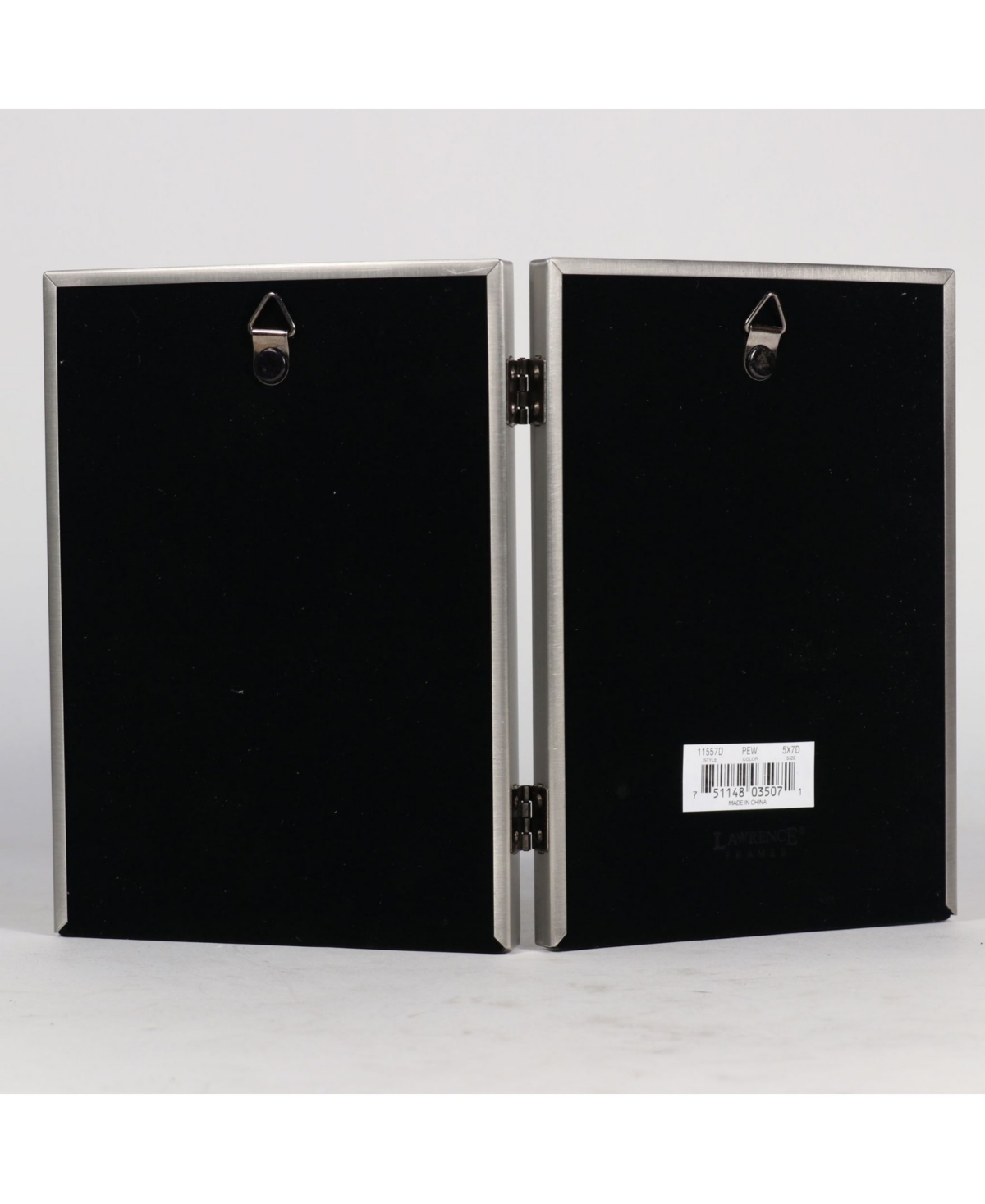 Lawrence Frames Antique Pewter Hinged Double Picture Frame - Bead Border Design - 5