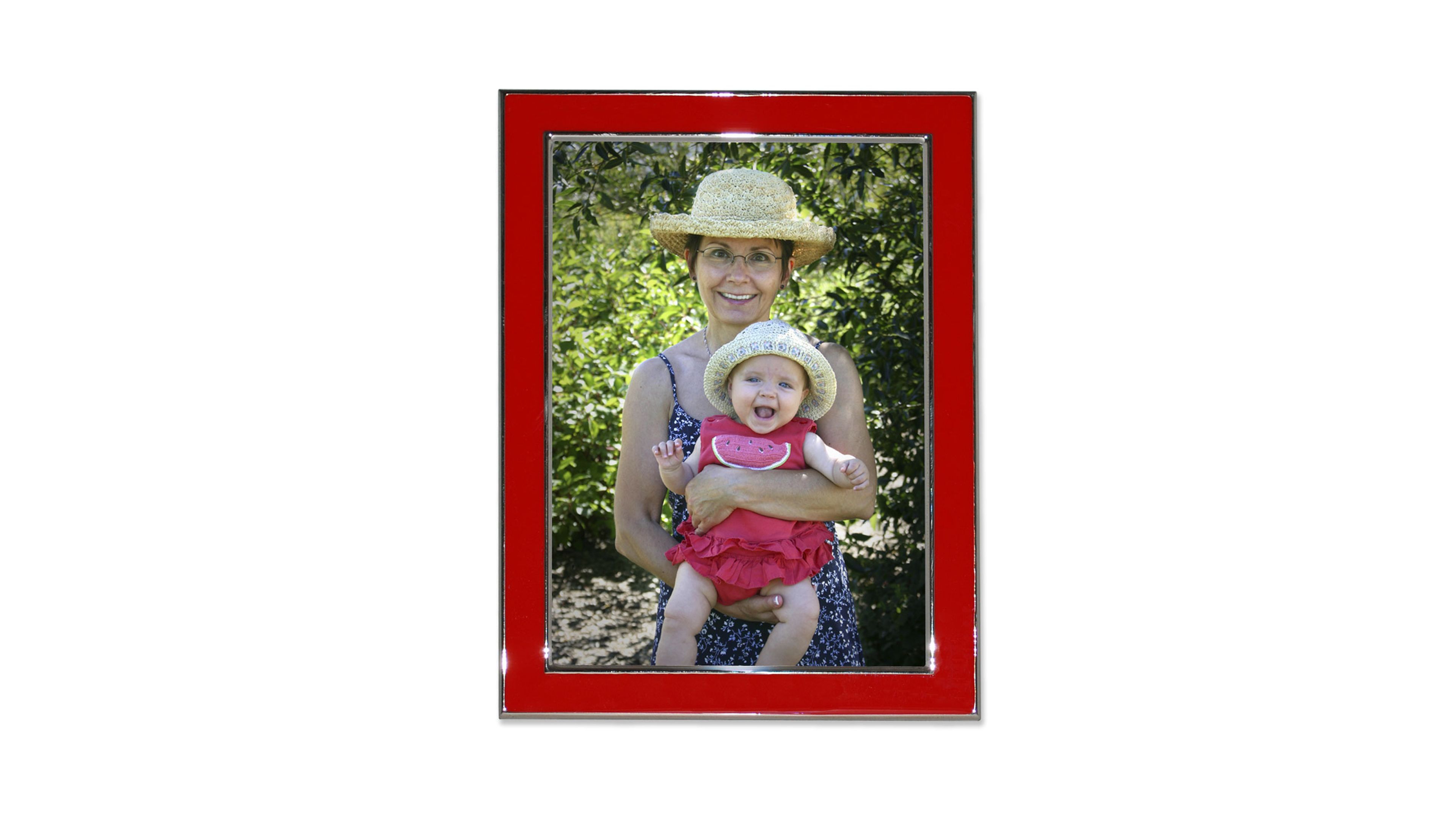 Lawrence Frames Silver Plated Metal with Red Enamel Picture Frame - 8" x 10"