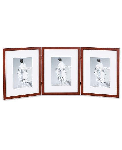 Lawrence Frames Walnut Wood 8x10 Hinged Triple Picture Frame