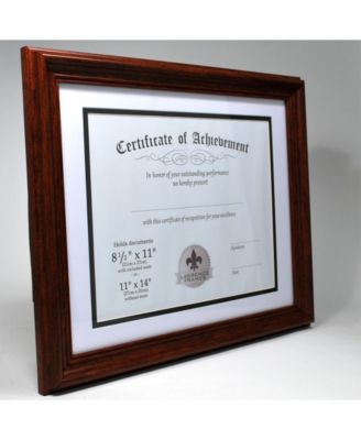 Dual Use Walnut 11" x 14" Certificate Picture Frame with Double Bevel Cut Matting For Document - 8.5" x 11"