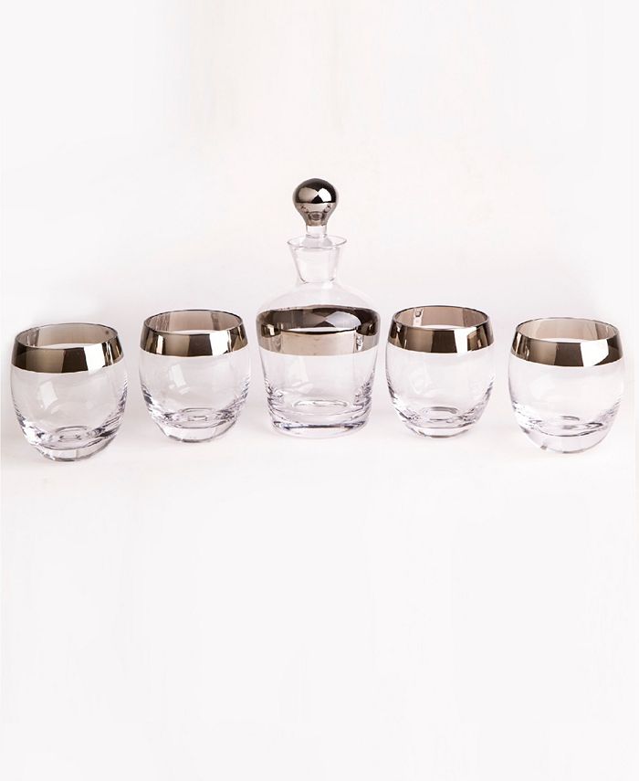 Qualia Glass Tiara 5 Piece Whiskey Set Macy's