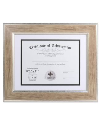 Dual Use Blonde 11" x 14" Certificate Picture Frame with Double Bevel Cut Matting For Document - 8.5" x 11"