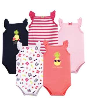 Hudson Baby Sleeveless Cotton Bodysuits 5 Pack 0-24 Months