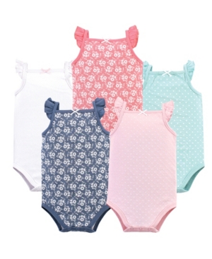 Hudson Baby Sleeveless Cotton Bodysuits 5 Pack 0-24 Months