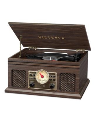 Victrola 4-in-1 Nostalgic Bluetooth Record Player with 3-Speed Record Turntable and FM Radio