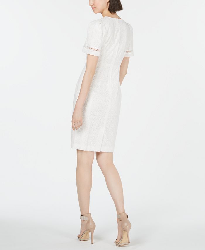 Calvin Klein Short-Sleeve Eyelet Sheath Dress & Reviews - Dresses ...