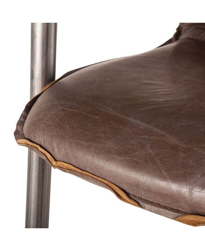 World Interiors Chiavari Distressed Leather Dining Chairs, Set of 2