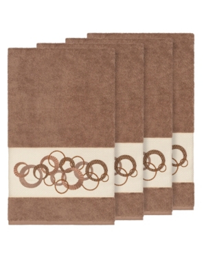 Linum Home Turkish Cotton Annabelle 4-pc. Embellished Bath Towel Set Bedding In Latte