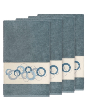 Linum Home Turkish Cotton Annabelle 4-pc. Embellished Bath Towel Set Bedding In Teal