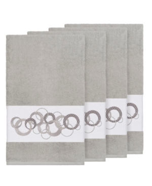 Linum Home Turkish Cotton Annabelle 4-pc. Embellished Bath Towel Set In Light Grey