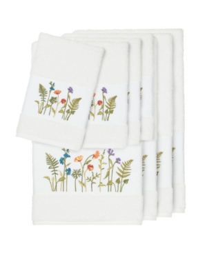 Linum Home Turkish Cotton Serenity 8-pc. Embellished Towel Set Bedding In White