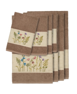 Linum Home Turkish Cotton Serenity 8-pc. Embellished Towel Set Bedding In Latte